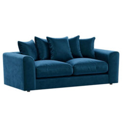 Furnishings For Less UK Brooklyn Plush Velvet Fibre Fabric Sofa Set 3 And 2 Seater Sofa Blue - thumbnail 5