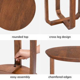 MH London Forbes Solid Wood Side Table Living Room Wooden Side Table Bedside Walnut Side Table - thumbnail 5
