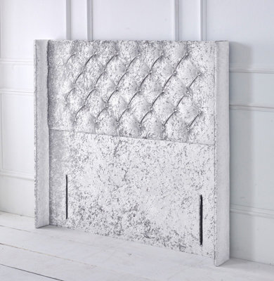 "Adore Designs Chesterfield Winged Crushed Velvet 4Ft6 Double 50"" Floor Standing Headboard - White"
