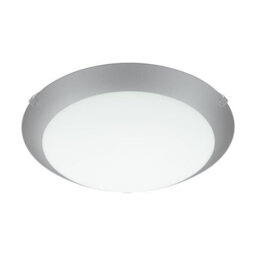 Stylish Wall And Ceiling Light Fixture In White Steel With Satin Glass Shade - thumbnail 1