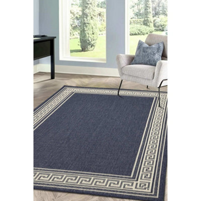Melrose County Dark Navy Bordered Indoor Non-Slip Large Area Rug 160/225Cm - image 1