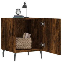 Berkfield Bedside Cabinet Smoked Oak 40X40X50 Cm Engineered Wood - thumbnail 3