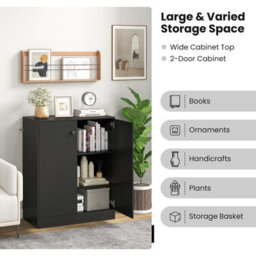 Costway 2-Door Storage Cabinet Buffet Cabinet W/ 3 Shelves Sideboard Kitchen Hallway - thumbnail 6