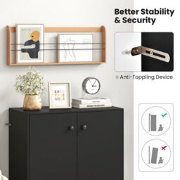 Costway 2-Door Storage Cabinet Buffet Cabinet W/ 3 Shelves Sideboard Kitchen Hallway - thumbnail 7