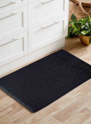 Ivy Washable Cubed Trellis Design Anti Slip Doormats Black 80X150 Cm - thumbnail 1