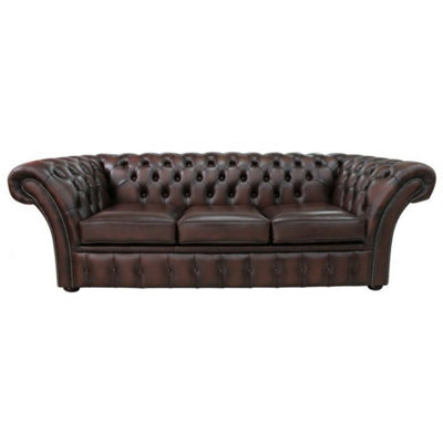 Chesterfield 3 Seater Antique Brown Leather Sofa Bespoke In Balmoral Style - image 1