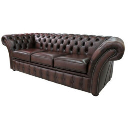 Chesterfield 3 Seater Antique Brown Leather Sofa Bespoke In Balmoral Style - thumbnail 3