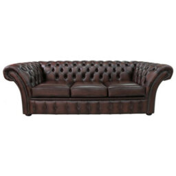 Chesterfield 3 Seater Antique Brown Leather Sofa Bespoke In Balmoral Style - thumbnail 1