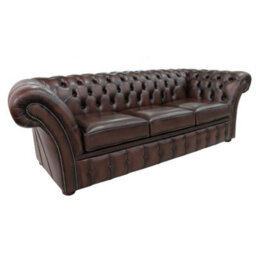Chesterfield 3 Seater Antique Brown Leather Sofa Bespoke In Balmoral Style - thumbnail 2
