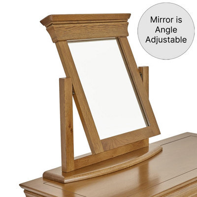 The Furniture Market French Louis Oak Dressing Table Mirror - H 600mm X W 600mm X D 160mm
