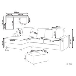 Beliani Corner Sofa 4 Seater Kohlo Fabric Light Beige With Ottoman Right Hand - thumbnail 3