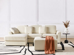 Beliani Corner Sofa 4 Seater Kohlo Fabric Light Beige With Ottoman Right Hand - thumbnail 2