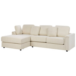 Beliani Corner Sofa 4 Seater Kohlo Fabric Light Beige With Ottoman Right Hand - thumbnail 6