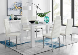 Furniturebox Uk Pivero White High Gloss Dining Table And 6 White Milan Chairs Set - thumbnail 1