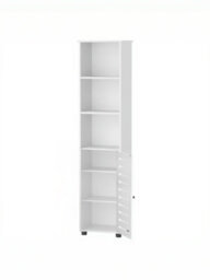 LEDREM Tall Bathroom Storage Cabinet Unit, Bathroom Floor Cabinet, With 3 Open Compartments And 2 Adjustable Shelves, Living Room, White - thumbnail 2