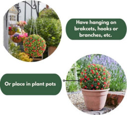Smart Garden Marco Paul Hanging Artificial Flower Ball - Red Roses - thumbnail 5
