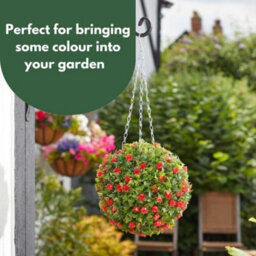 Smart Garden Marco Paul Hanging Artificial Flower Ball - Red Roses - thumbnail 6