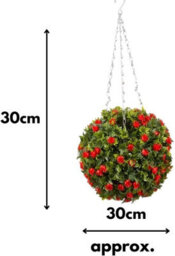 Smart Garden Marco Paul Hanging Artificial Flower Ball - Red Roses - thumbnail 2