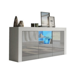 Tv Unit 145Cm Sideboard Cabinet Cupboard Tv Stand Living Room High Gloss Doors - White & Grey - thumbnail 3