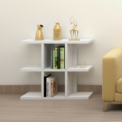Urbn-Living Urbnliving Height 73.5Cm Avalon 3 Tier Wooden Bookcase Living Room Modern Display Shelves Colour White Storage Unit Divider - image 1