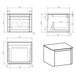 Plum&clay Mayfair Gloss Dark Grey Wall Hung Bathroom Vanity Unit With Black Slate Countertop (W)550mm (H)406mm - thumbnail 7