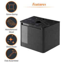 Plum&clay Mayfair Gloss Dark Grey Wall Hung Bathroom Vanity Unit With Black Slate Countertop (W)550mm (H)406mm - thumbnail 6