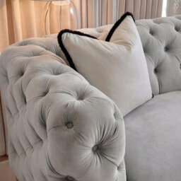 Sofaya Monaco Chesterfield Light Grey Velvet Sofa Set 2,3 Seater & 3+2 Seater Set Deep Buttoned Cushions Upholstery Couch Settee - thumbnail 4