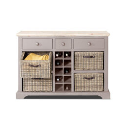 Statement Furniture Florence Sideboard With Wine Rack, 3 Drawers And Storage Baskets - Truffle - thumbnail 2