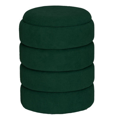 Urbn-Living Urbnliving Height 45.5Cm Soft Velvet Round Green Ottoman Storage Pouffe Footstool Dressing Vanity Chair - image 1