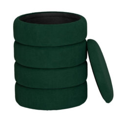 Urbn-Living Urbnliving Height 45.5Cm Soft Velvet Round Green Ottoman Storage Pouffe Footstool Dressing Vanity Chair - thumbnail 2