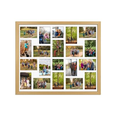 AK Frames 80X70Cm Country Pine Classic Multi Photo Frame With White Mount - Holds 20 Apertures (18X) 6X4, (2X) 4X4 Photos - image 1