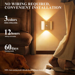 Amorly Wiring Free Rechargeable Wall Light, Wireless Bedside Ambience Night Lamp, Stairway Motion Sensor Light (Black) - thumbnail 4