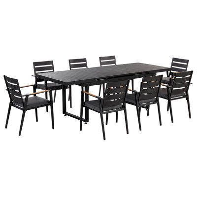 Beliani Garden Dining Set 8 Seater Valcanetto/taviano Black Metal With Cushions - image 1