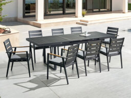 Beliani Garden Dining Set 8 Seater Valcanetto/taviano Black Metal With Cushions - thumbnail 2