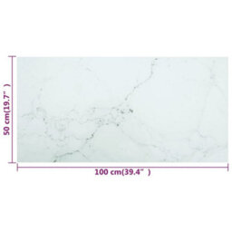 Vidaxl Table Top White 100X50 Cm 6mm Tempered Glass With Marble Design Table Tops - thumbnail 6