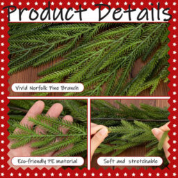 Amorly 1.8M Artificial Norfolk Pine Garland, Rattan Style Christmas Green Pine Garland, Indoor & Outdoor Holiday Decor For Window - thumbnail 3