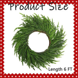 Amorly 1.8M Artificial Norfolk Pine Garland, Rattan Style Christmas Green Pine Garland, Indoor & Outdoor Holiday Decor For Window - thumbnail 2