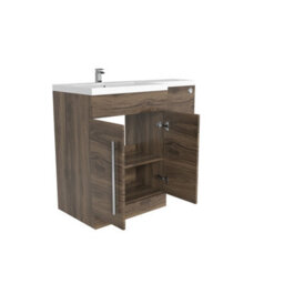 Rinse Bathrooms 600mm Floor Standing Vanity Unit With Basin Sink Cabinet Unit Bathroom Storage Units Free Standing Walnut - thumbnail 3