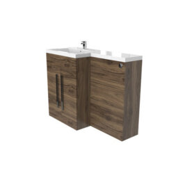 Rinse Bathrooms 600mm Floor Standing Vanity Unit With Basin Sink Cabinet Unit Bathroom Storage Units Free Standing Walnut - thumbnail 2