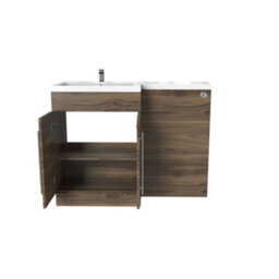 Rinse Bathrooms 600mm Floor Standing Vanity Unit With Basin Sink Cabinet Unit Bathroom Storage Units Free Standing Walnut - thumbnail 4