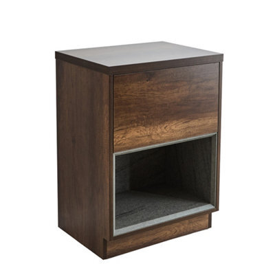 Homestylestore Dark Oak 600mm Bathroom Vanity Unit Open Shelf - image 1