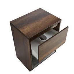Homestylestore Dark Oak 600mm Bathroom Vanity Unit Open Shelf - thumbnail 2