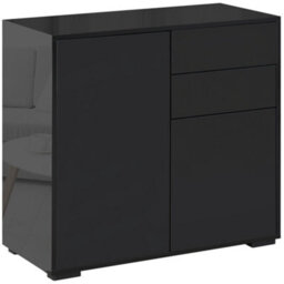 Homcom Side Cabinet With 2 Door Cabinet And 2 Drawer For Home Office, Black - thumbnail 2