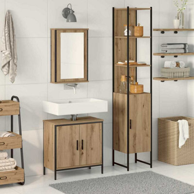 Berkfield 3 Piece Bathroom Furniture Set Artisan Oak Engineered Wood - image 1