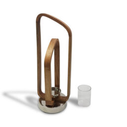 Sculptural Wood Frame Candle Holder Lantern Ornament And Home Accessory In Silver Natural 52Cm Height - thumbnail 3