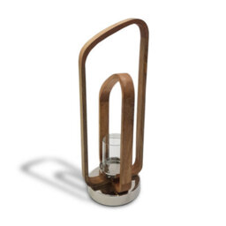 Sculptural Wood Frame Candle Holder Lantern Ornament And Home Accessory In Silver Natural 52Cm Height - thumbnail 2