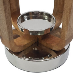 Sculptural Wood Frame Candle Holder Lantern Ornament And Home Accessory In Silver Natural 52Cm Height - thumbnail 4