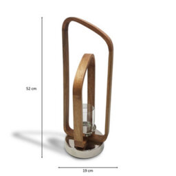 Sculptural Wood Frame Candle Holder Lantern Ornament And Home Accessory In Silver Natural 52Cm Height - thumbnail 5