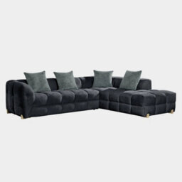Stratus Interiors Charcoal Genoa Right Hand Corner Bubble Sofa - Modern Upholstered Corner Sofa With Deep Cushions, 286Cm Wide, 70Cm High - thumbnail 5