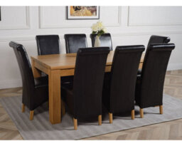 That's Furniture Dakota 182 X 92 Cm Chunky Oak Large Dining Table And 8 Chairs Dining Set With Montana Black Leather Chairs - thumbnail 3